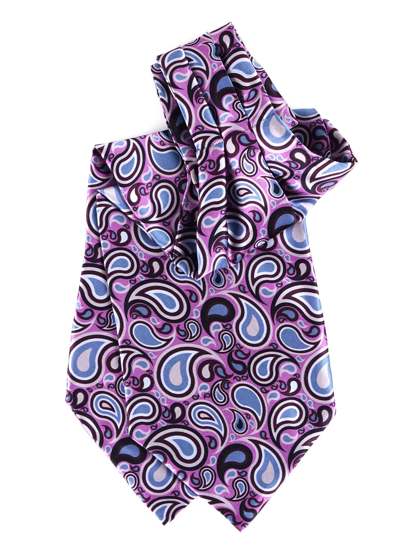 LILLY Lilac Printed Satin Silk Double Point Ascot