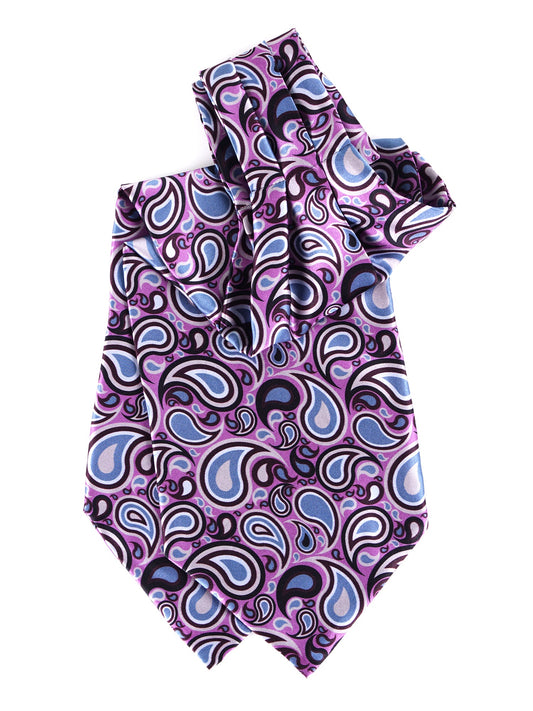 LILLY Lilac Printed Satin Silk Double Point Ascot