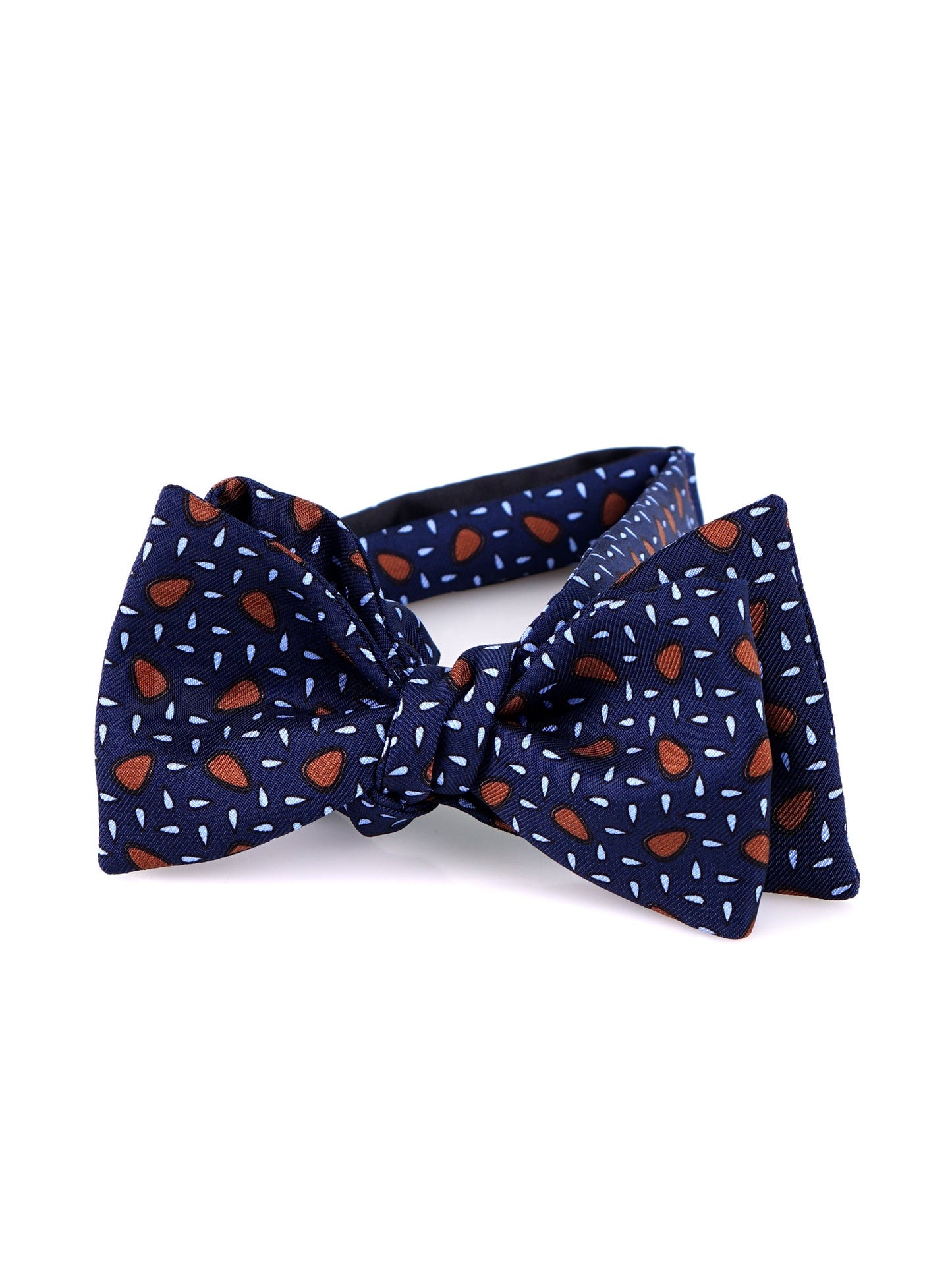 LISETA Self-tie Bow Tie in Blue Printed English Silk