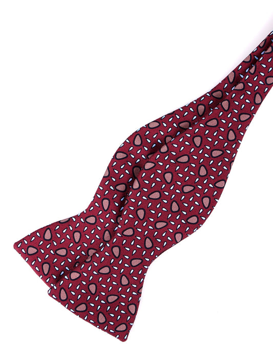 LISETA self-tie bow tie in brown printed English silk