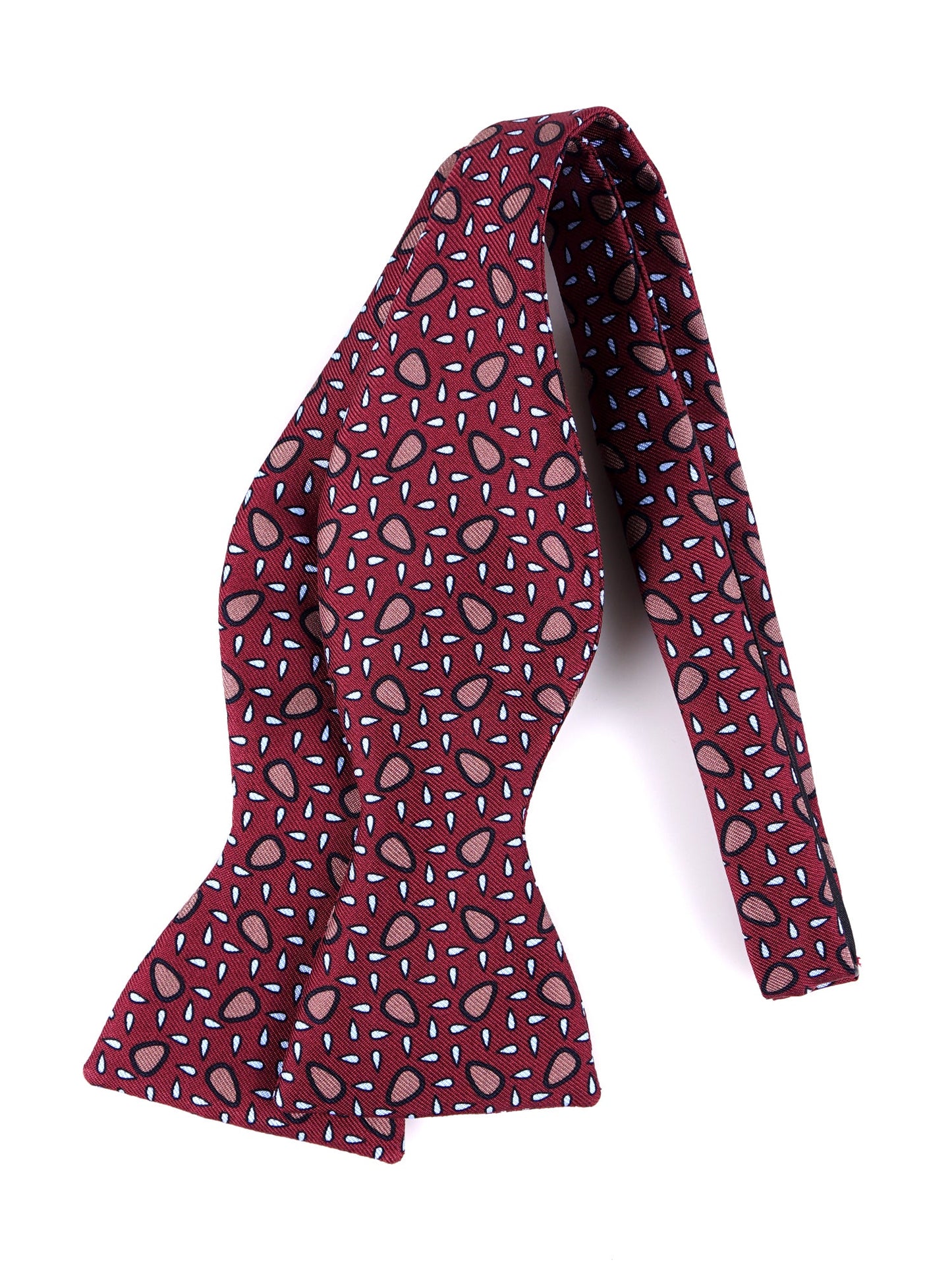 LISETA self-tie bow tie in brown printed English silk