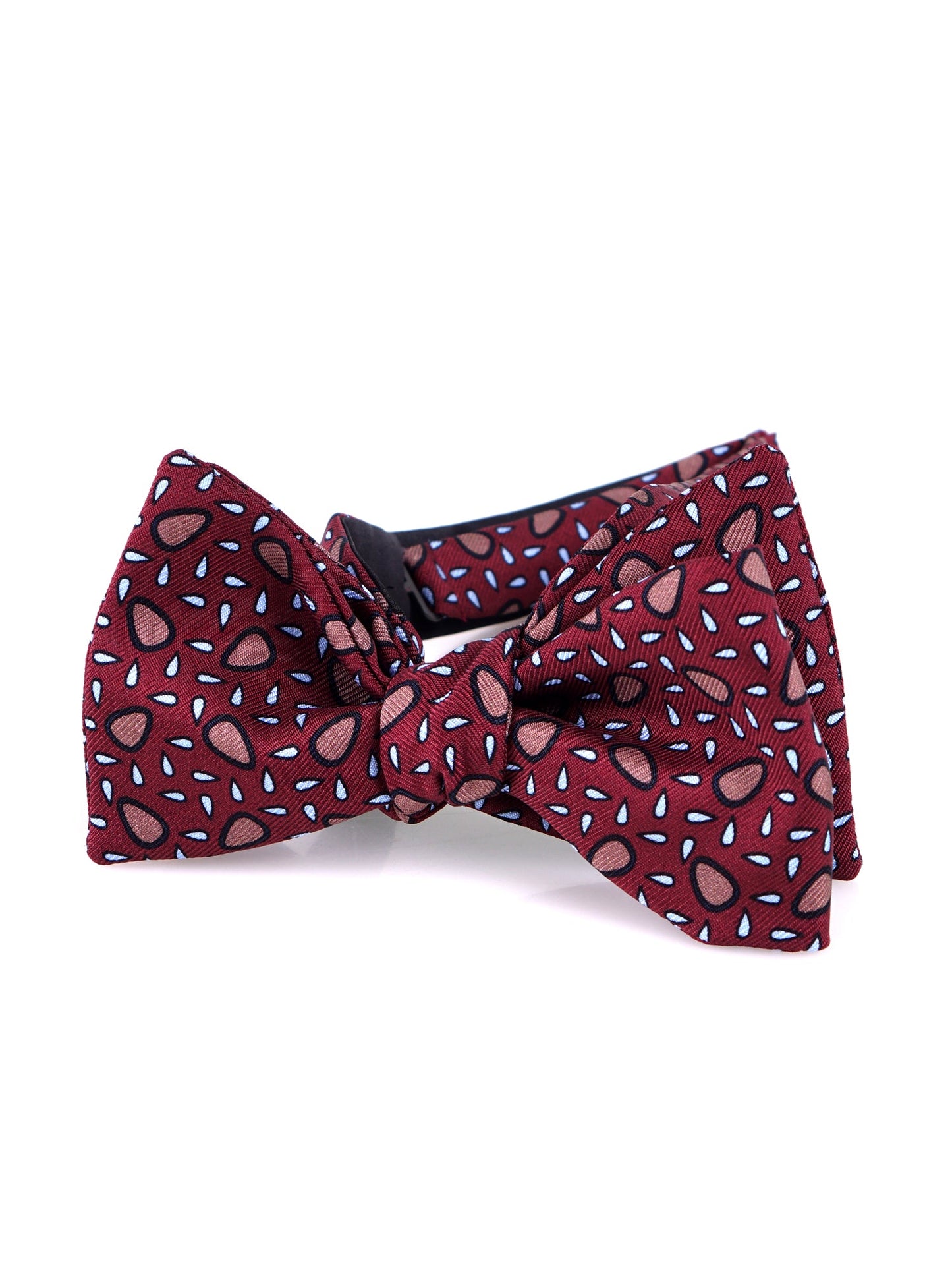 LISETA self-tie bow tie in brown printed English silk