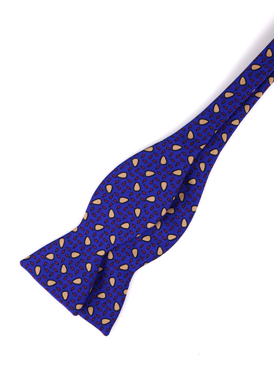 LISETA Electric Blue Printed English Silk Self-tie Bow Tie