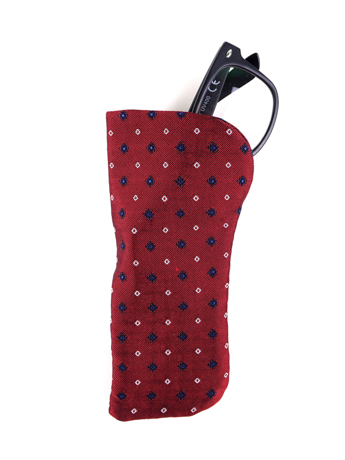 LORENO Red Jacquard Silk Glasses Case