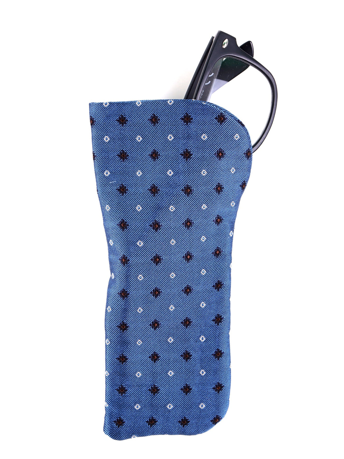 LORENO light blue jacquard silk glasses case