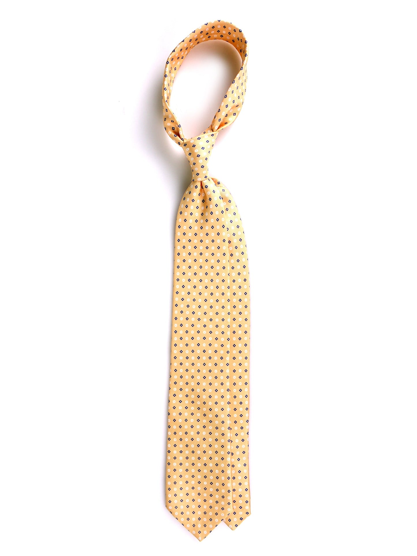 Yellow 3 Fold tie LUMINOR English printed silk