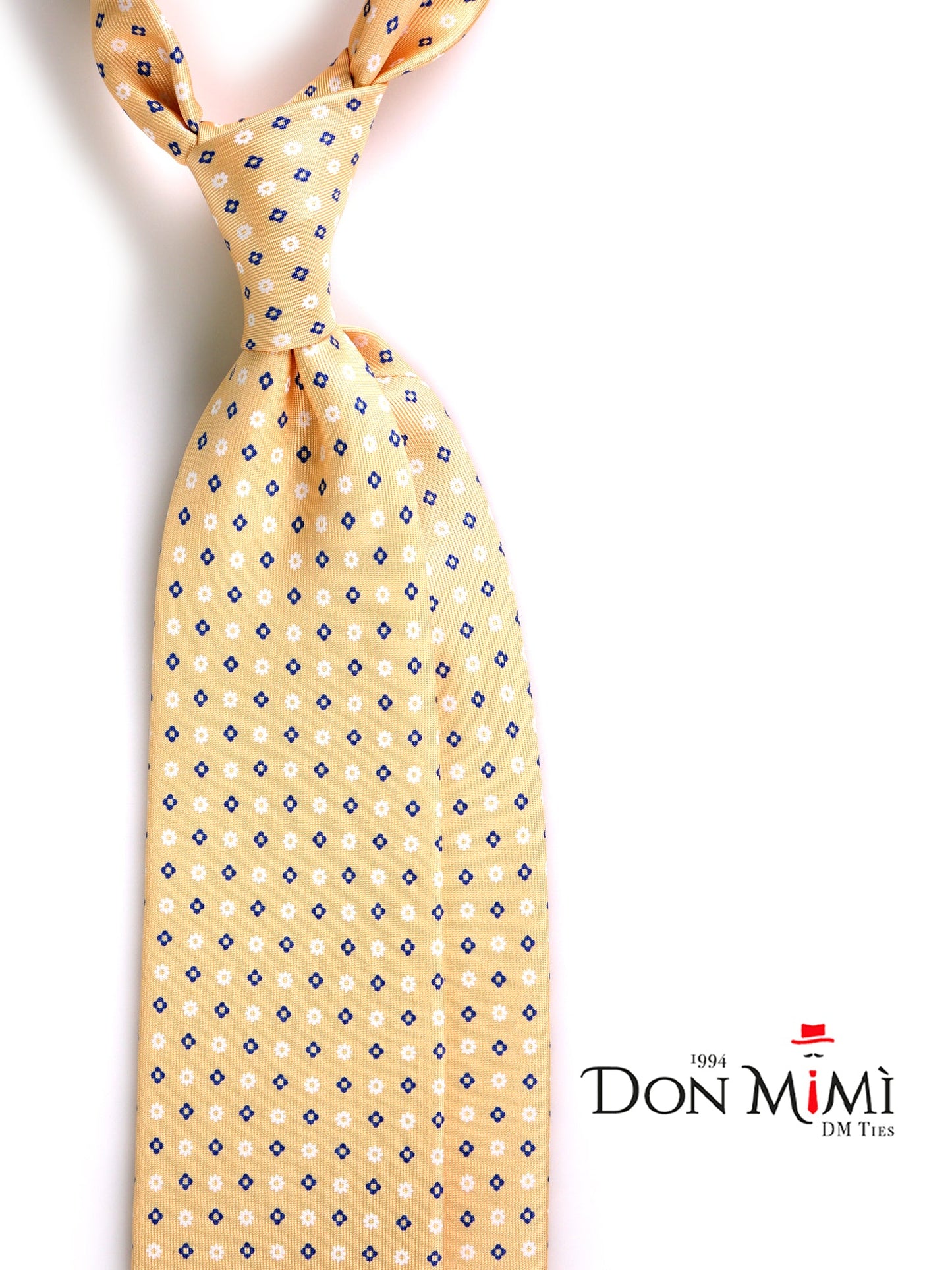 Yellow 3 Fold tie LUMINOR English printed silk