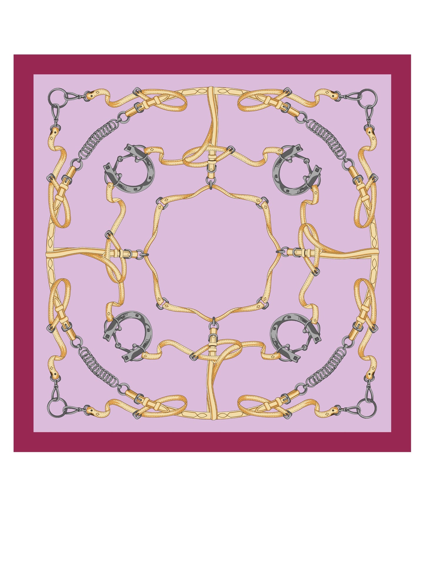 Lilac scarf 90x90cm in printed silk REINS