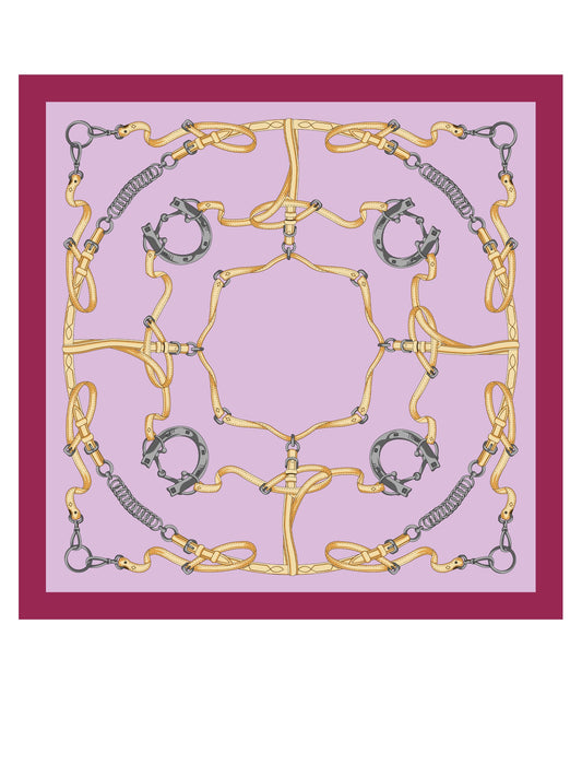 Lilac scarf 90x90cm in printed silk REINS