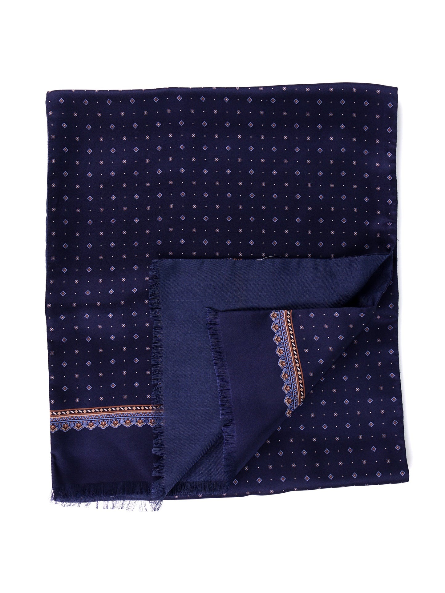 Blue MAFFEY double-faced printed silk/wool scarf