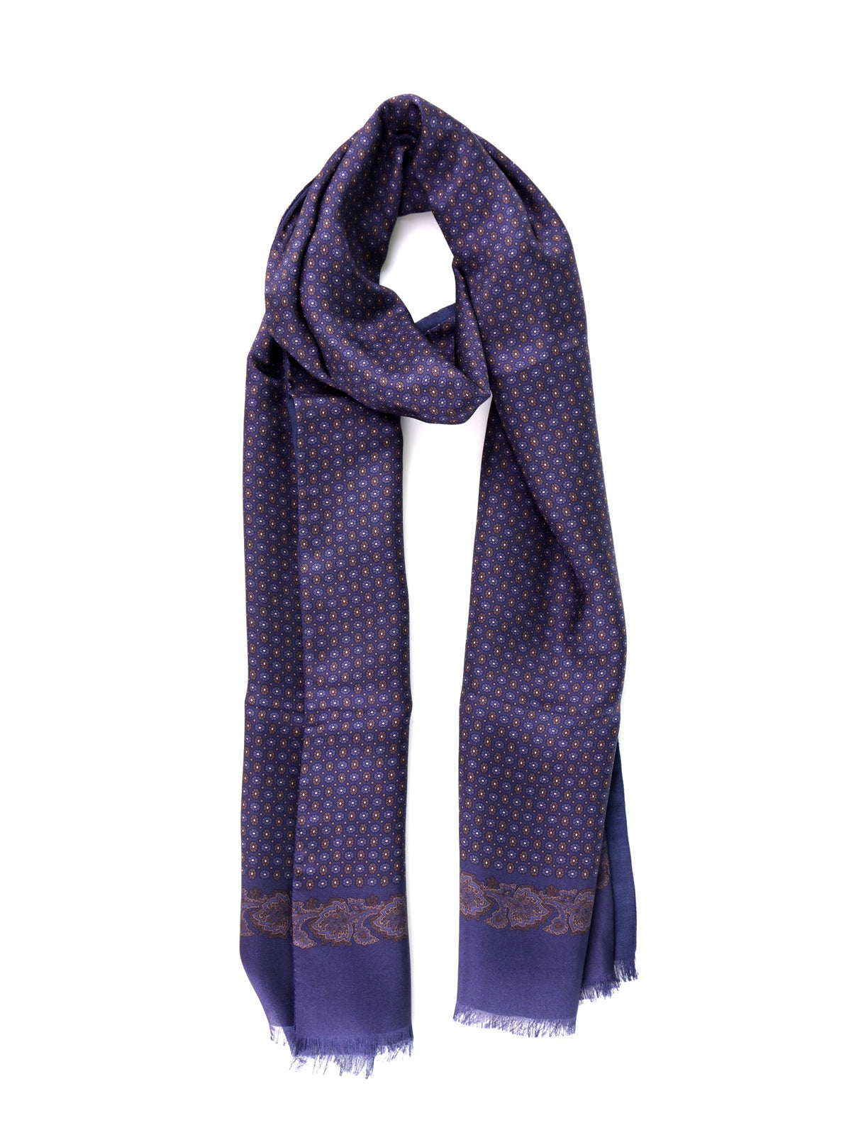 Blue double-sided silk\modal scarf MANOLA