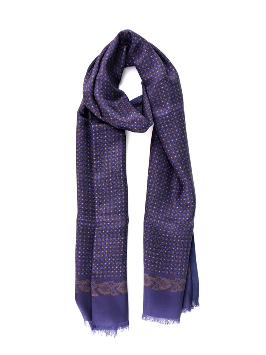 Blue double-sided silk\modal scarf MANOLA