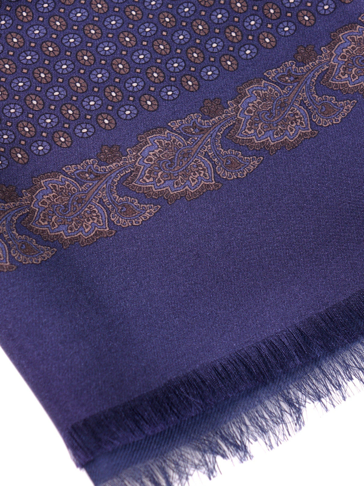 Blue double-sided silk\modal scarf MANOLA