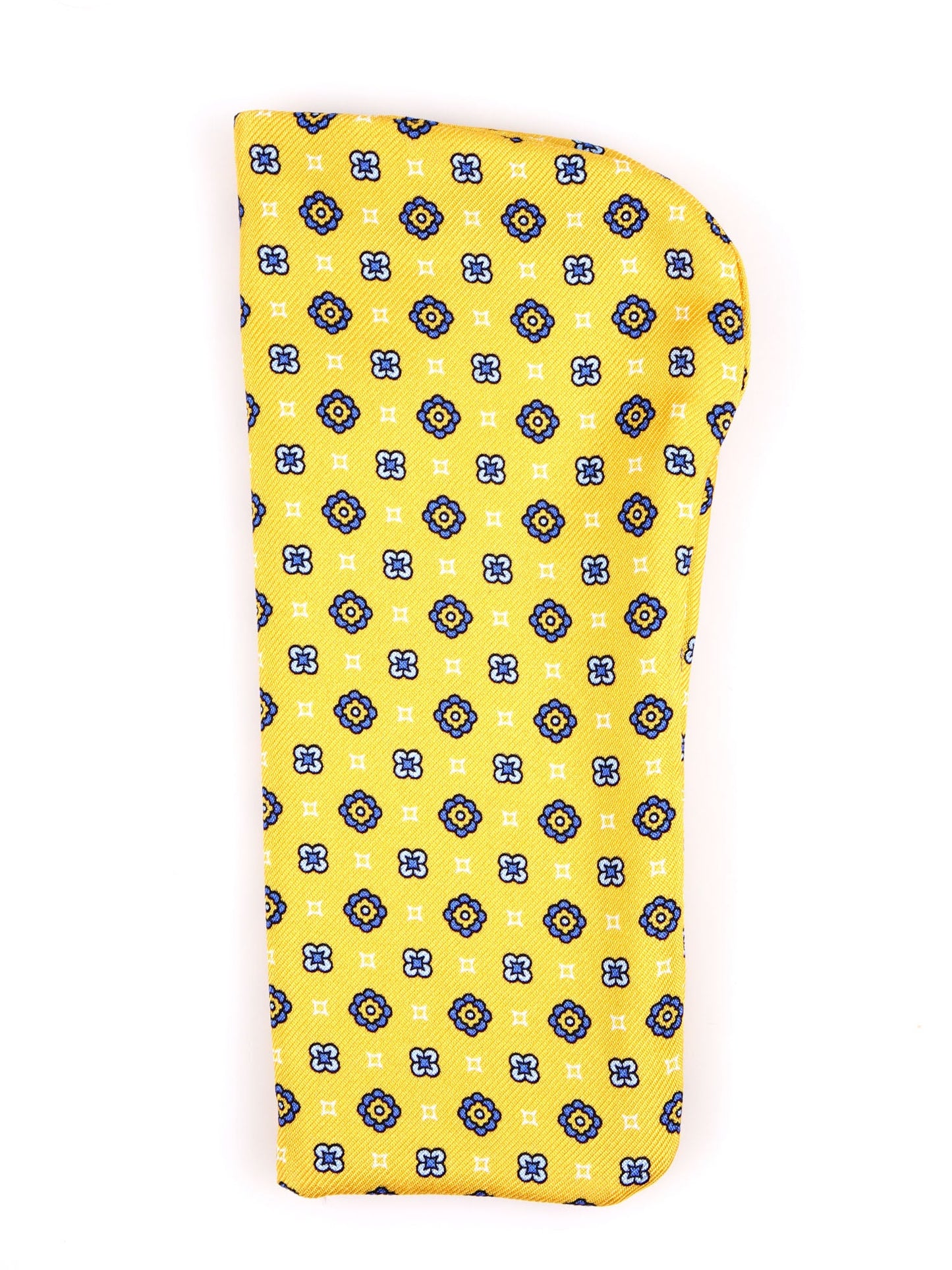 MARINA yellow glasses case in English printed silk