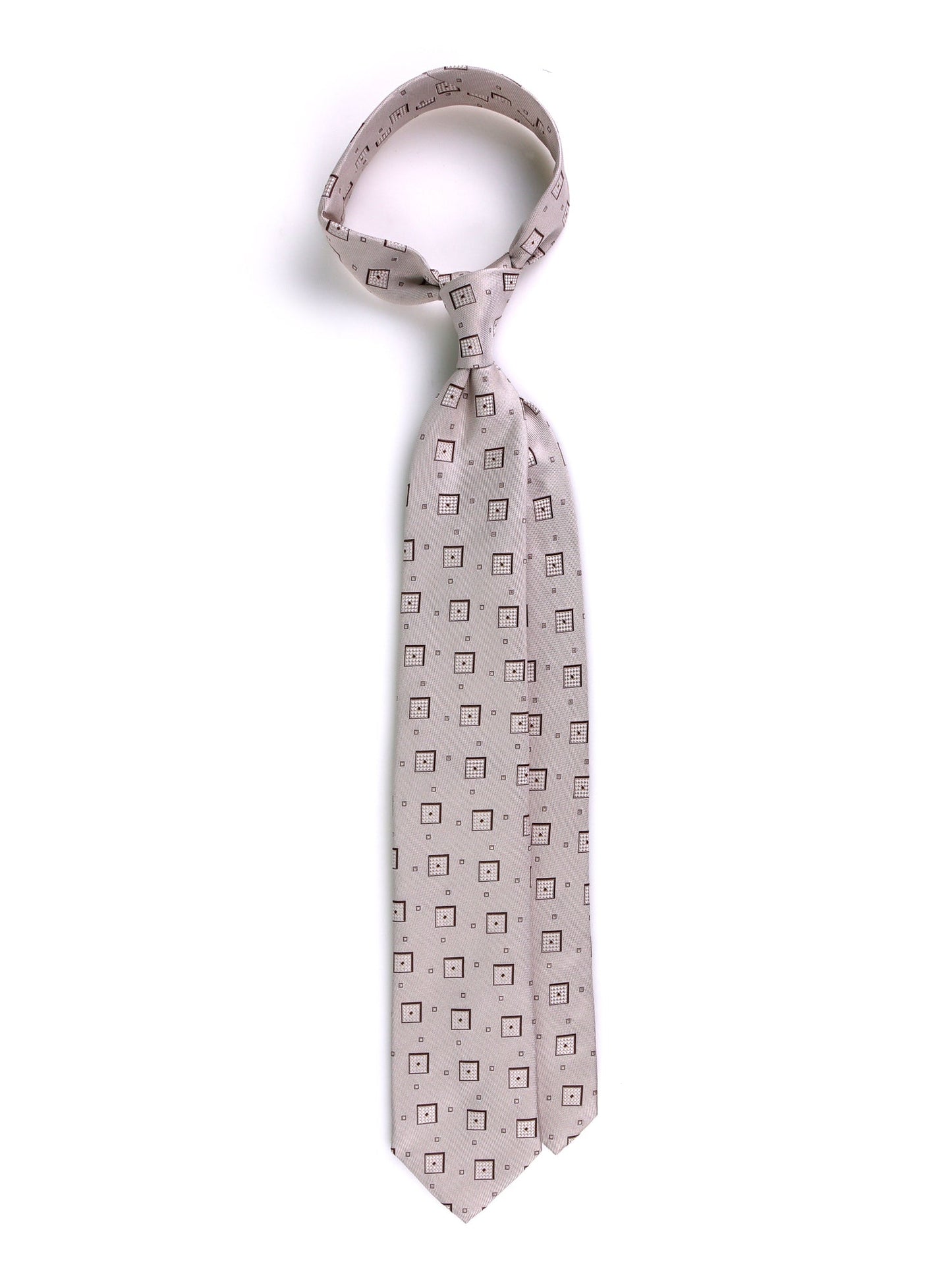 3 fold MARSHALL tie in beige woven silk
