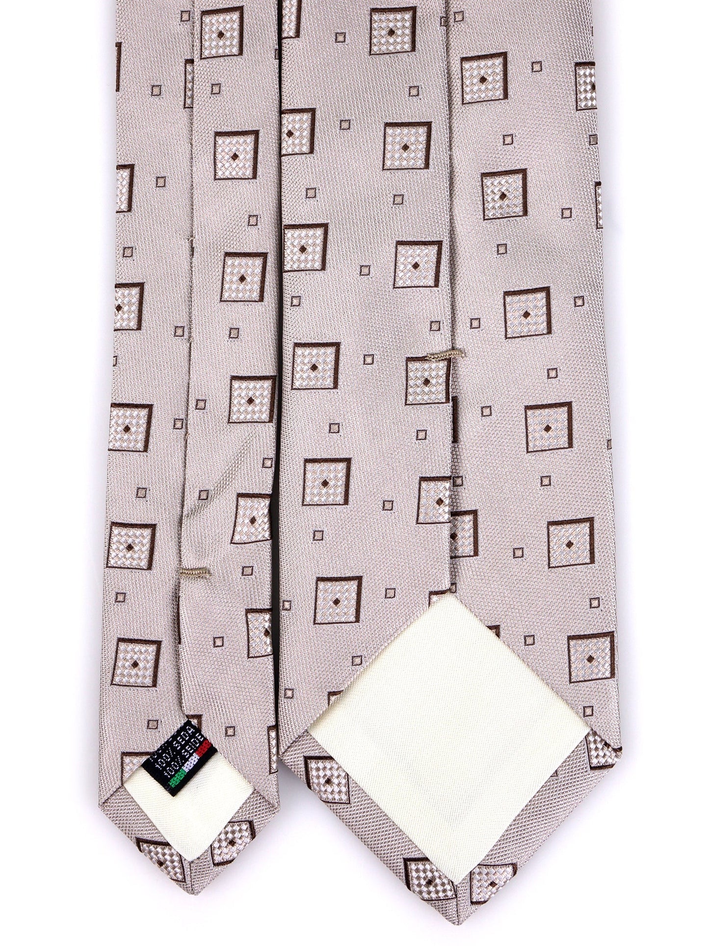 3 fold MARSHALL tie in beige woven silk