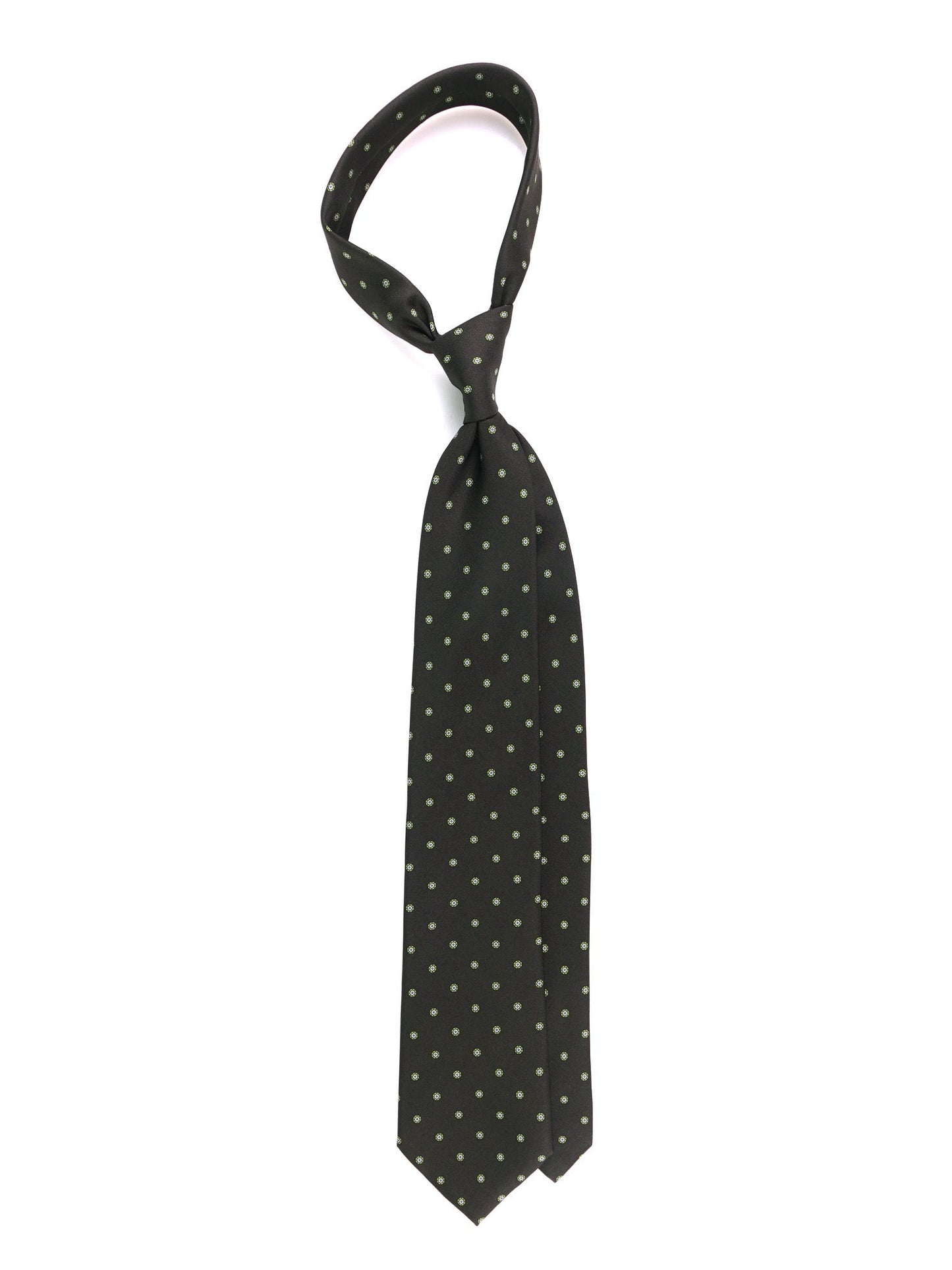 MARTA green printed silk 3-fold tie