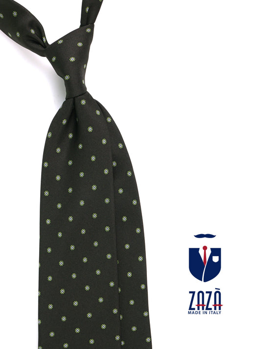 MARTA green printed silk 3-fold tie