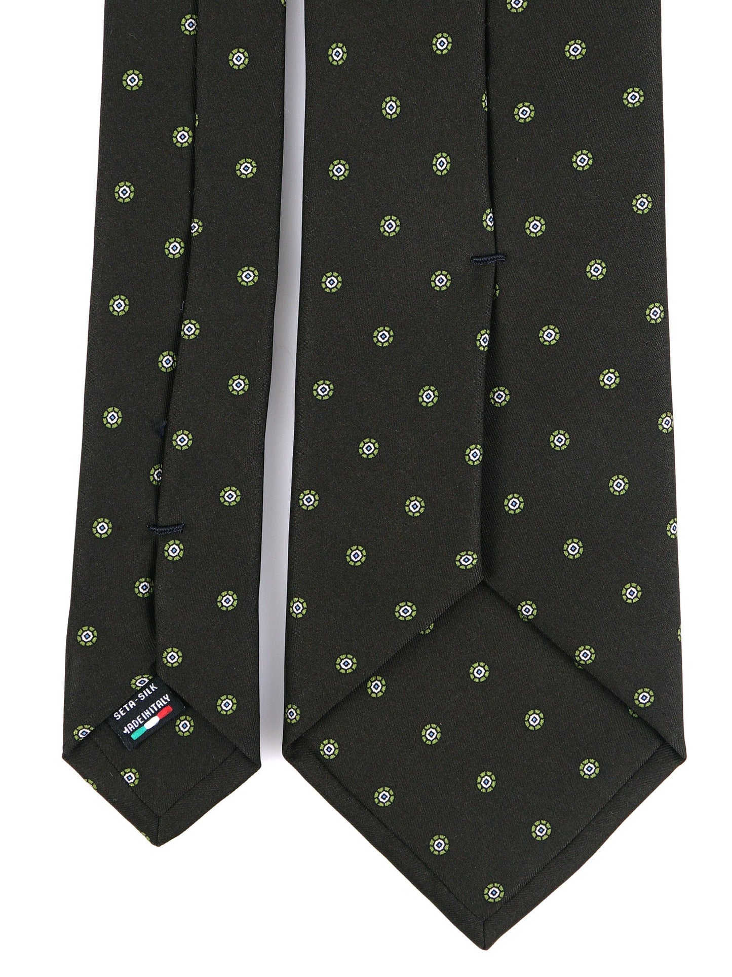 MARTA green printed silk 3-fold tie