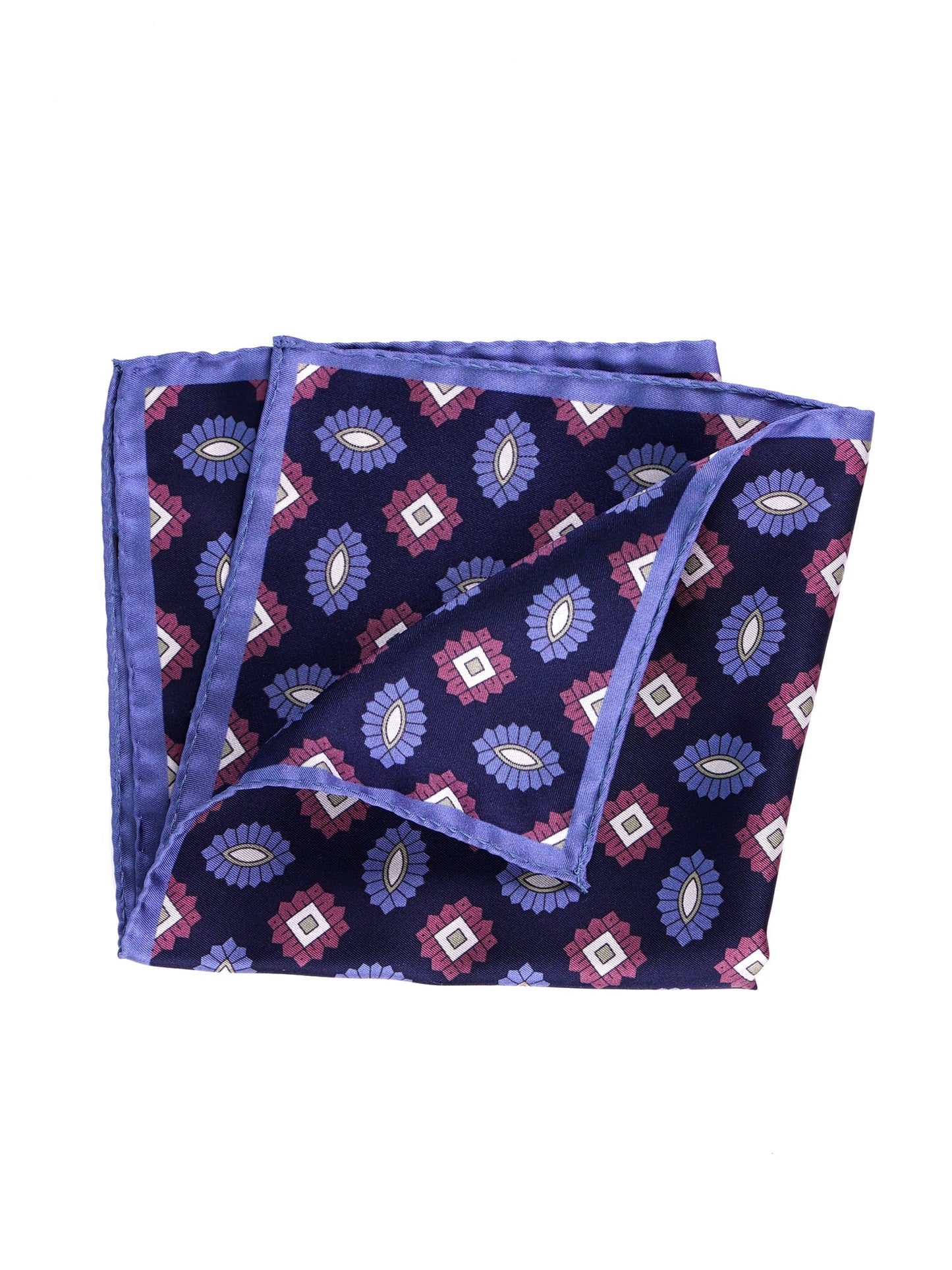 MASON blue printed silk pocket square