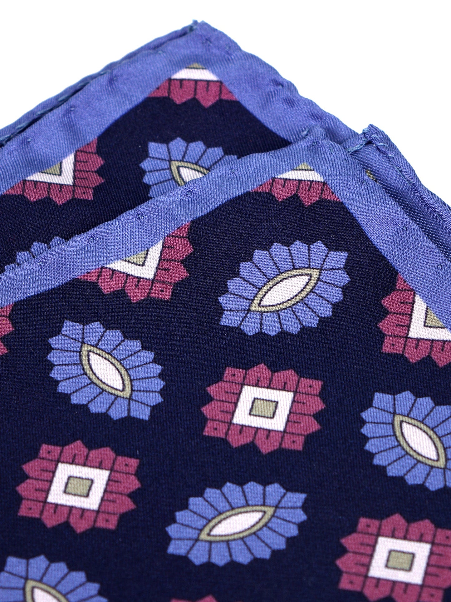 MASON blue printed silk pocket square
