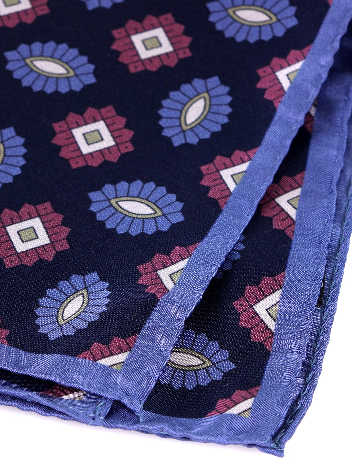 MASON blue printed silk pocket square