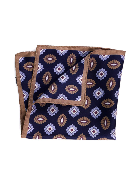 MASON blue printed silk pocket square