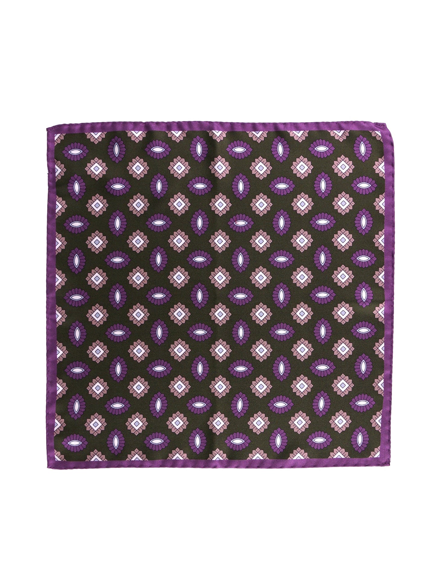 MASON green printed silk pocket square