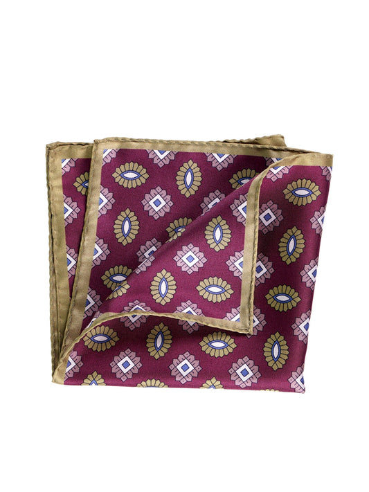 MASON Lilac Printed Silk Pocket Square