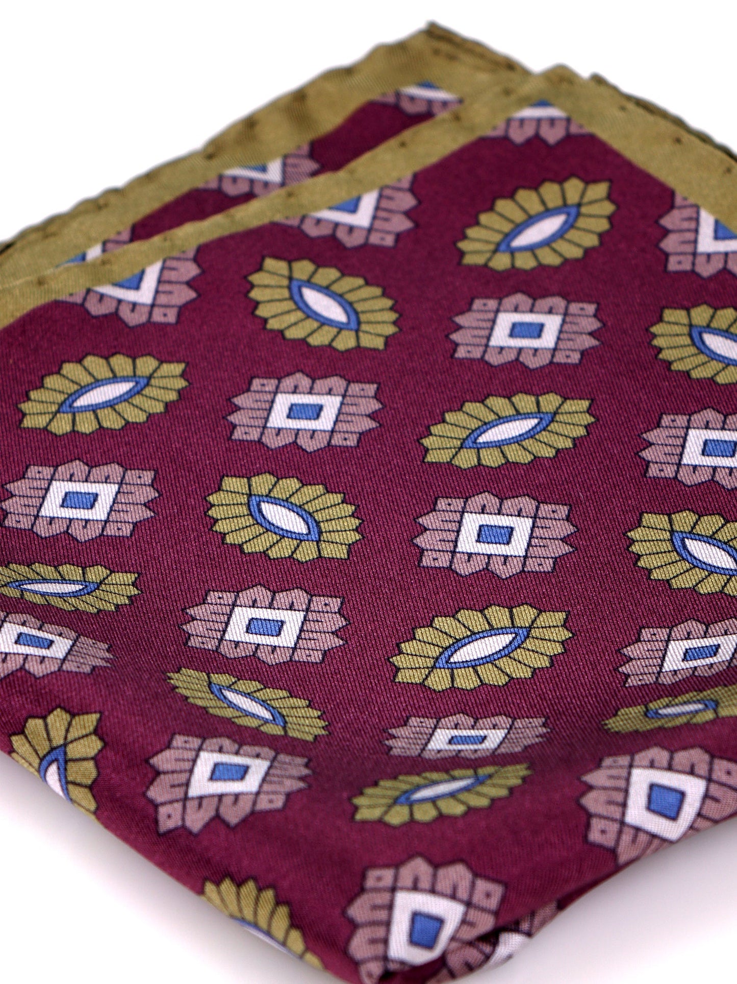 MASON Lilac Printed Silk Pocket Square