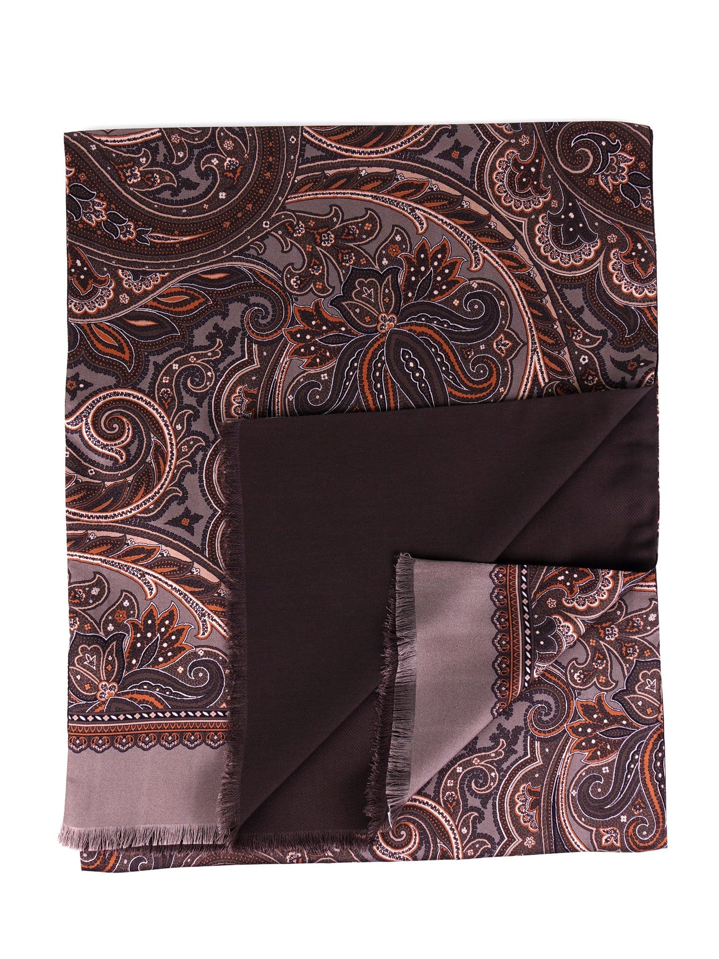 Double-faced printed silk\wool scarf MASSIX beige
