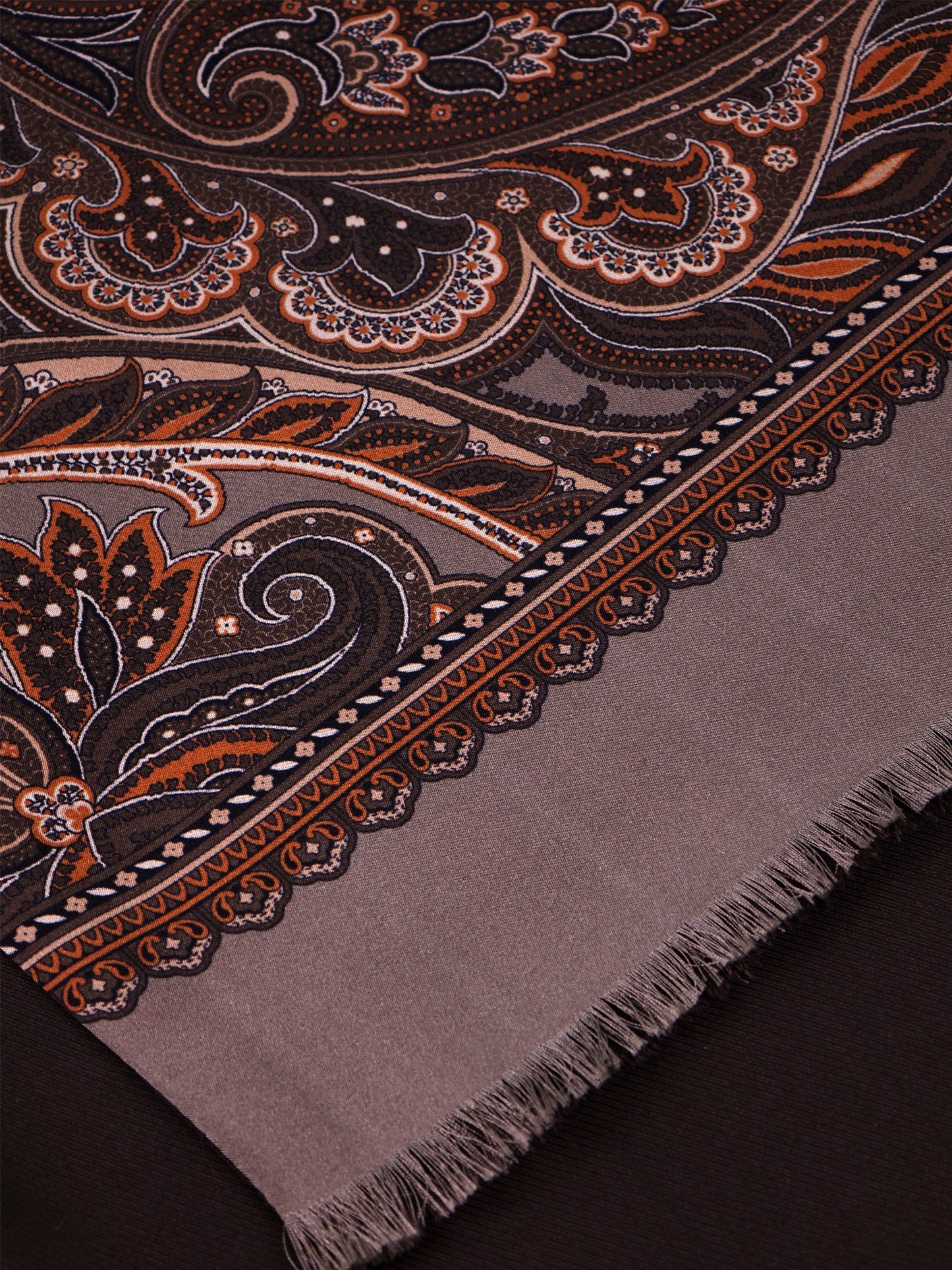 Double-faced printed silk\wool scarf MASSIX beige