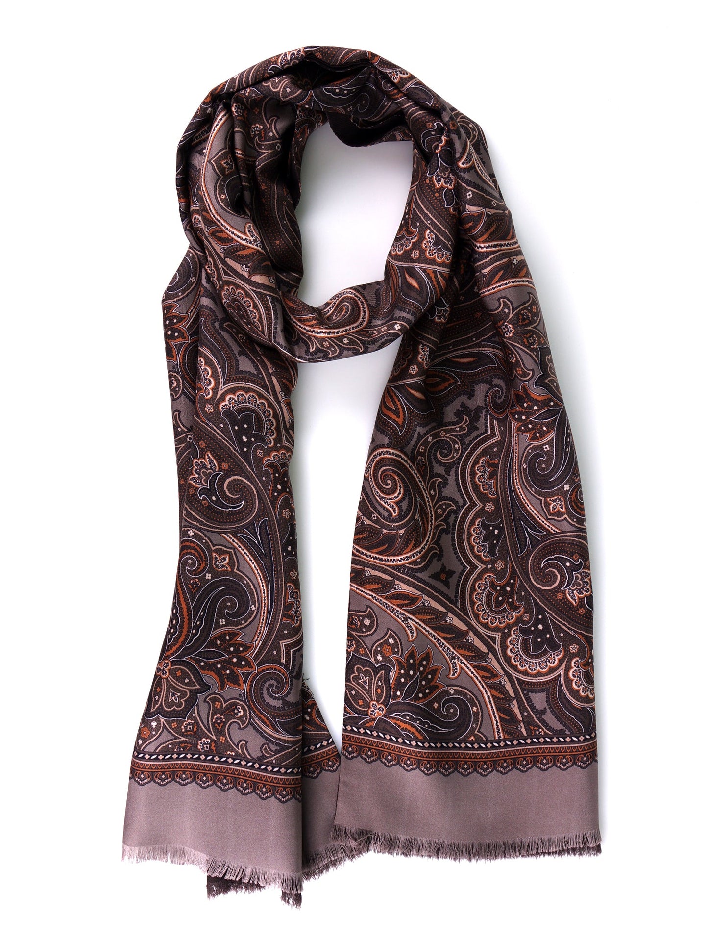 Double-faced printed silk\wool scarf MASSIX beige