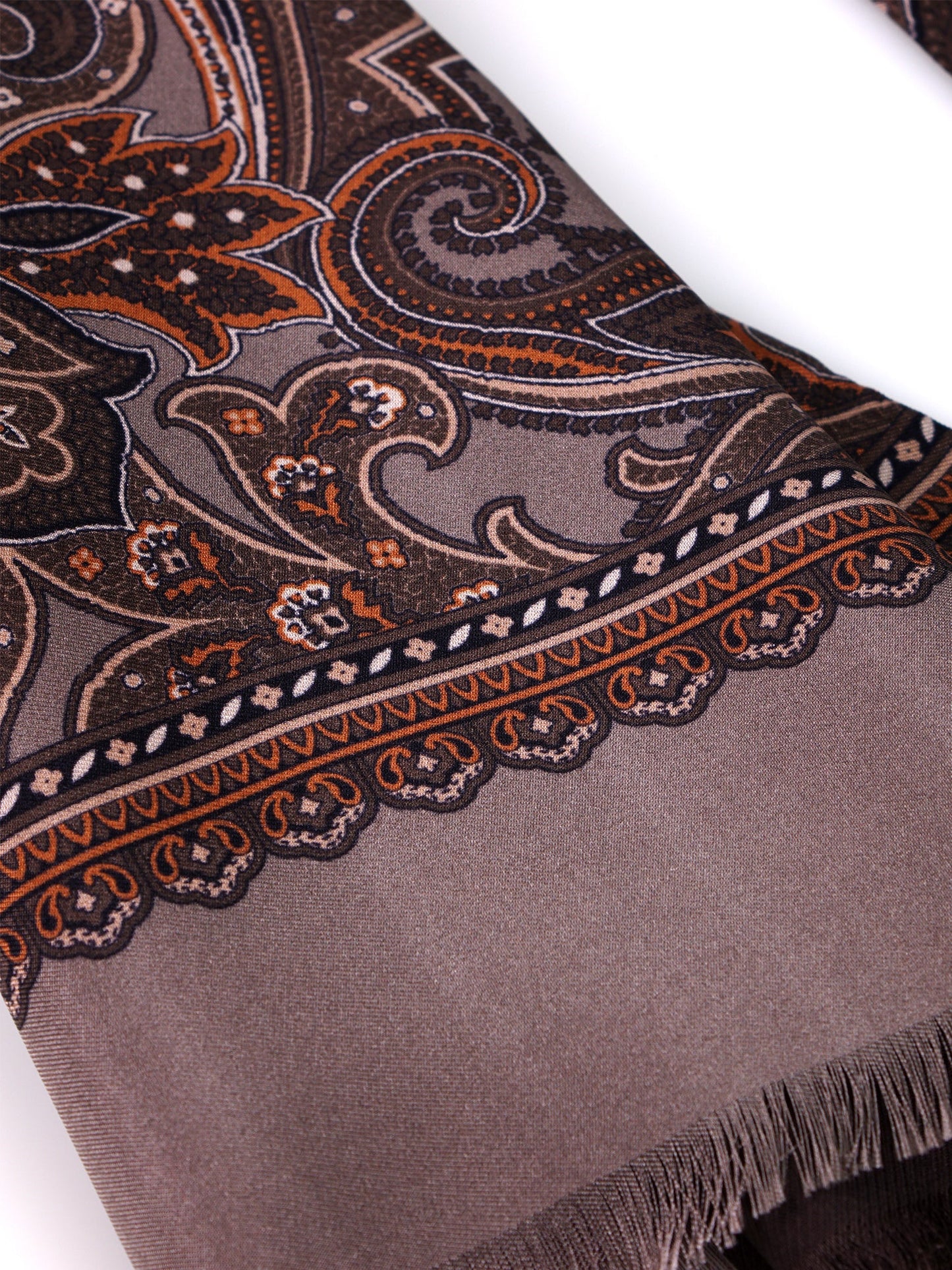 Double-faced printed silk\wool scarf MASSIX beige
