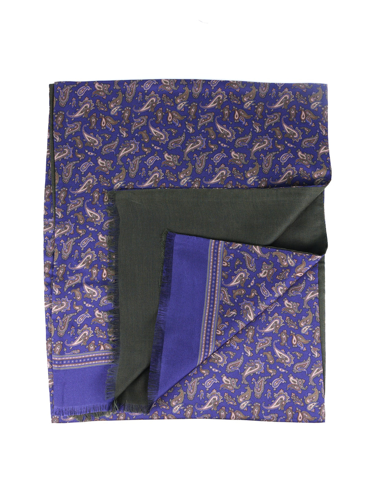 MAURI blue printed silk\wool double-sided scarf