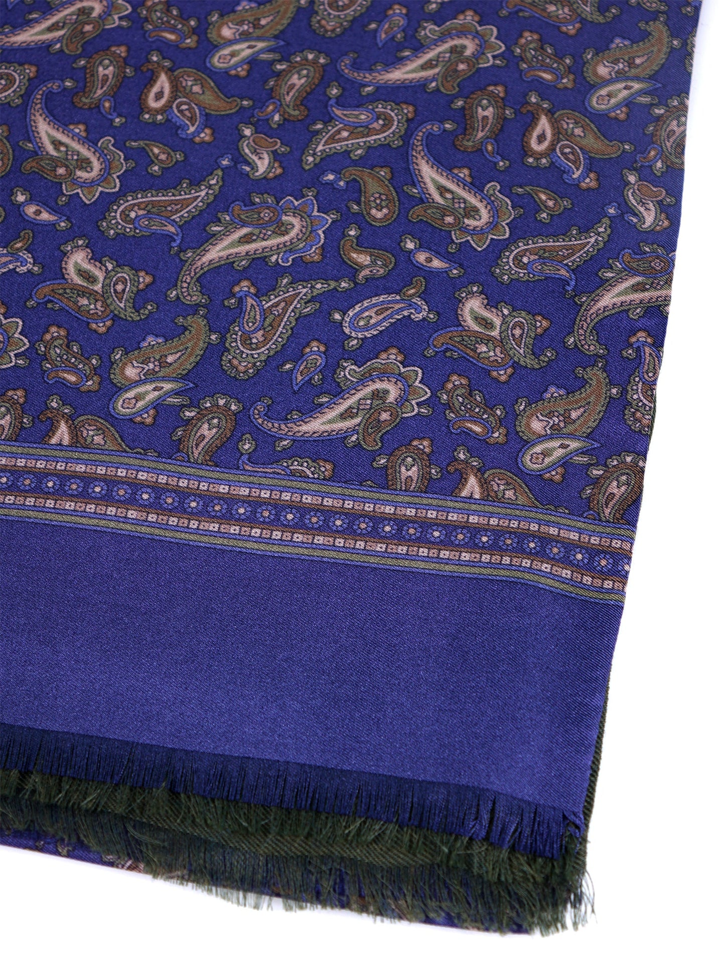 MAURI blue printed silk\wool double-sided scarf