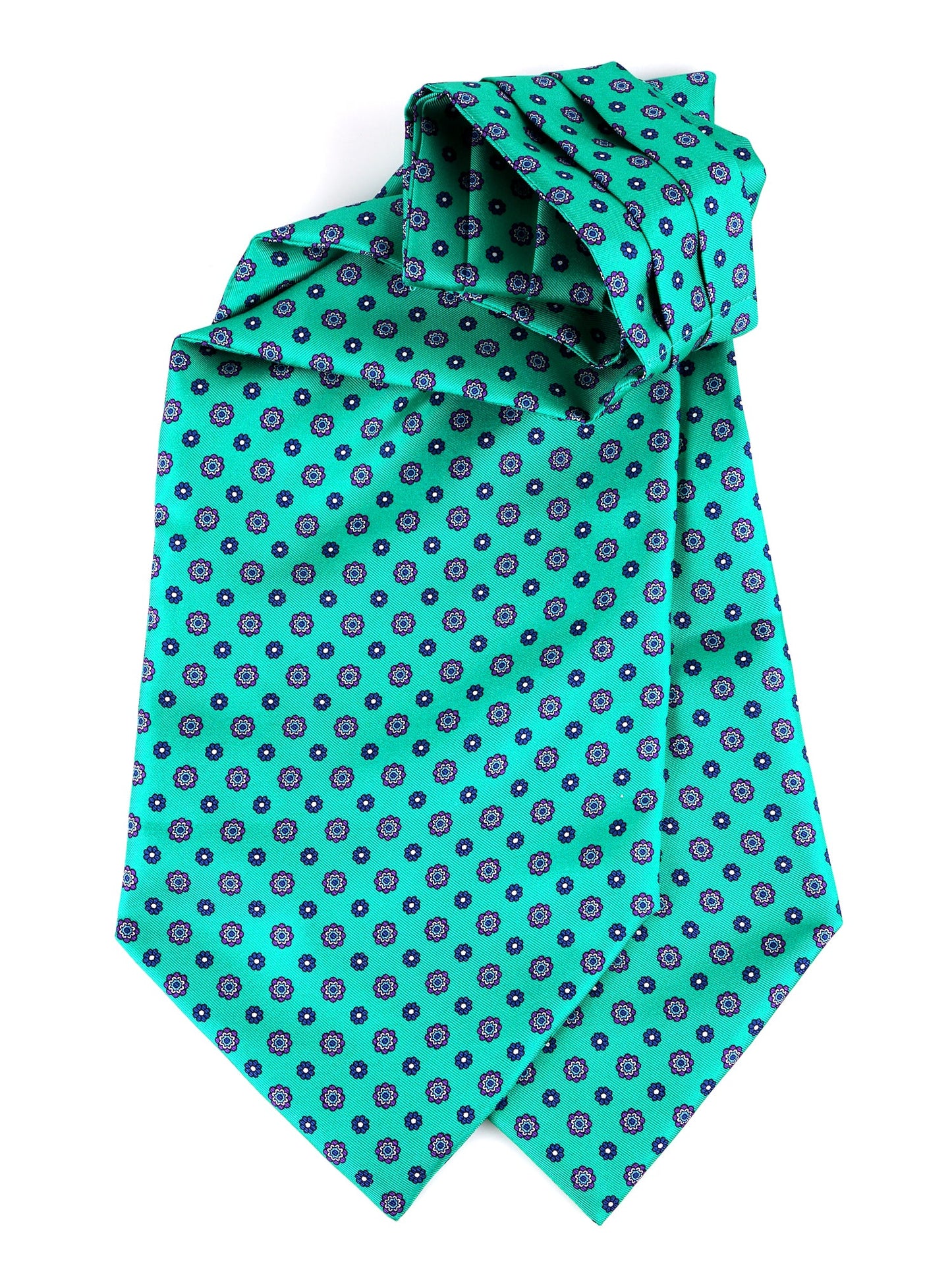 MAURI green double point printed silk Ascot