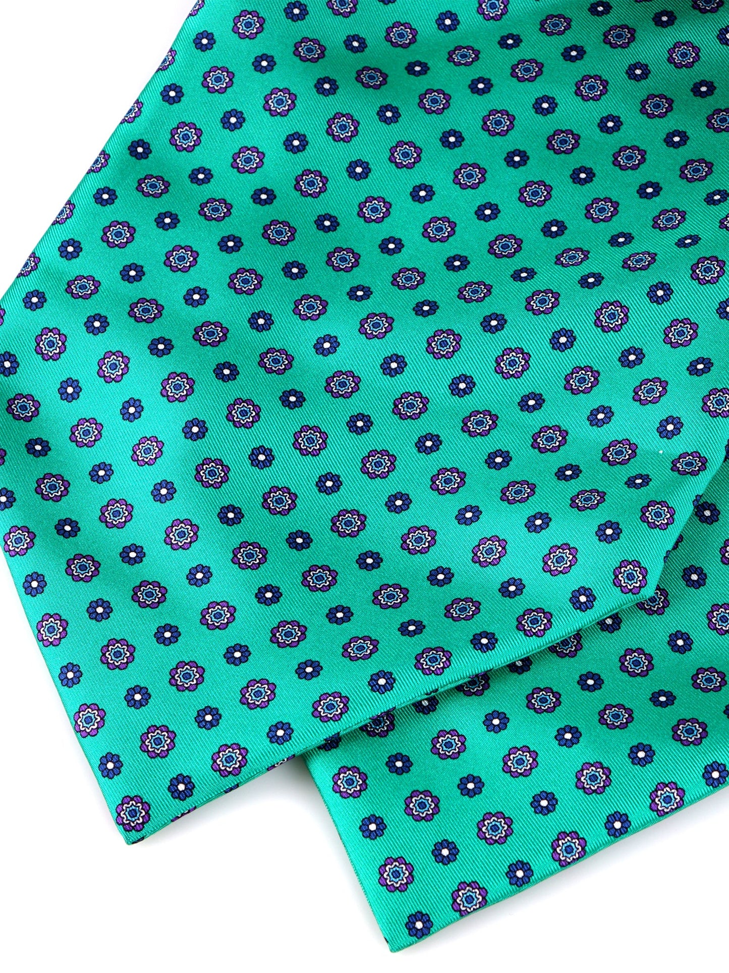 MAURI green double point printed silk Ascot
