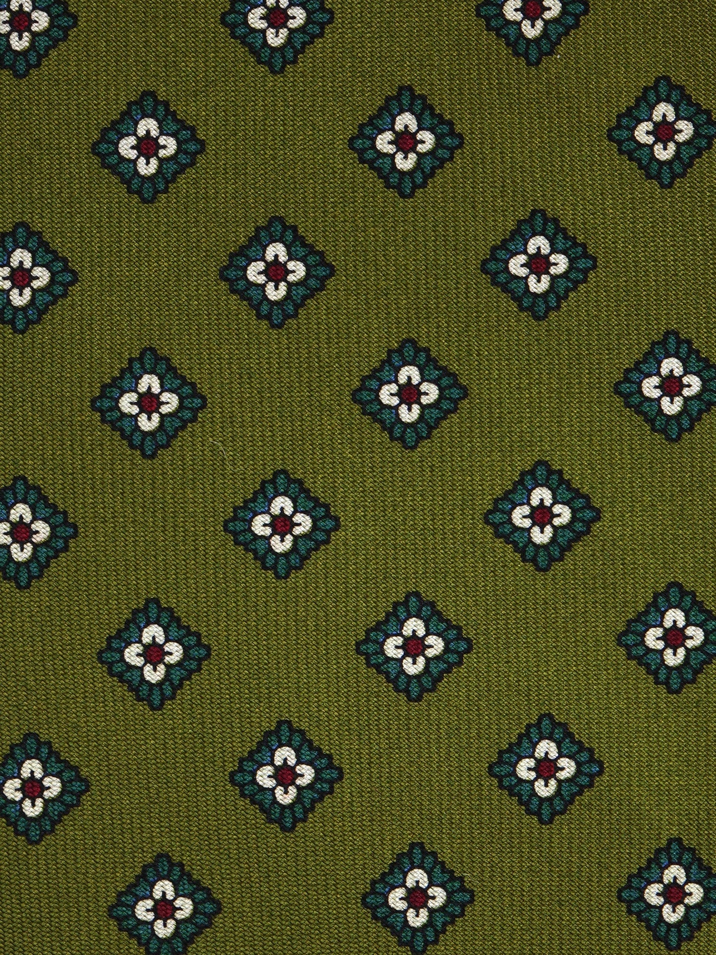 7 Folds Tie MELANIA green printed English silk