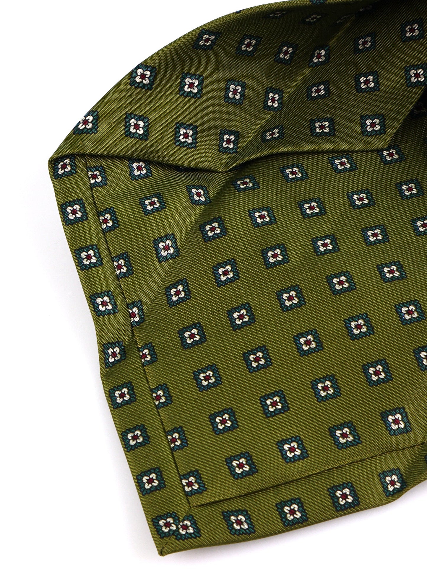 7 Folds Tie MELANIA green printed English silk