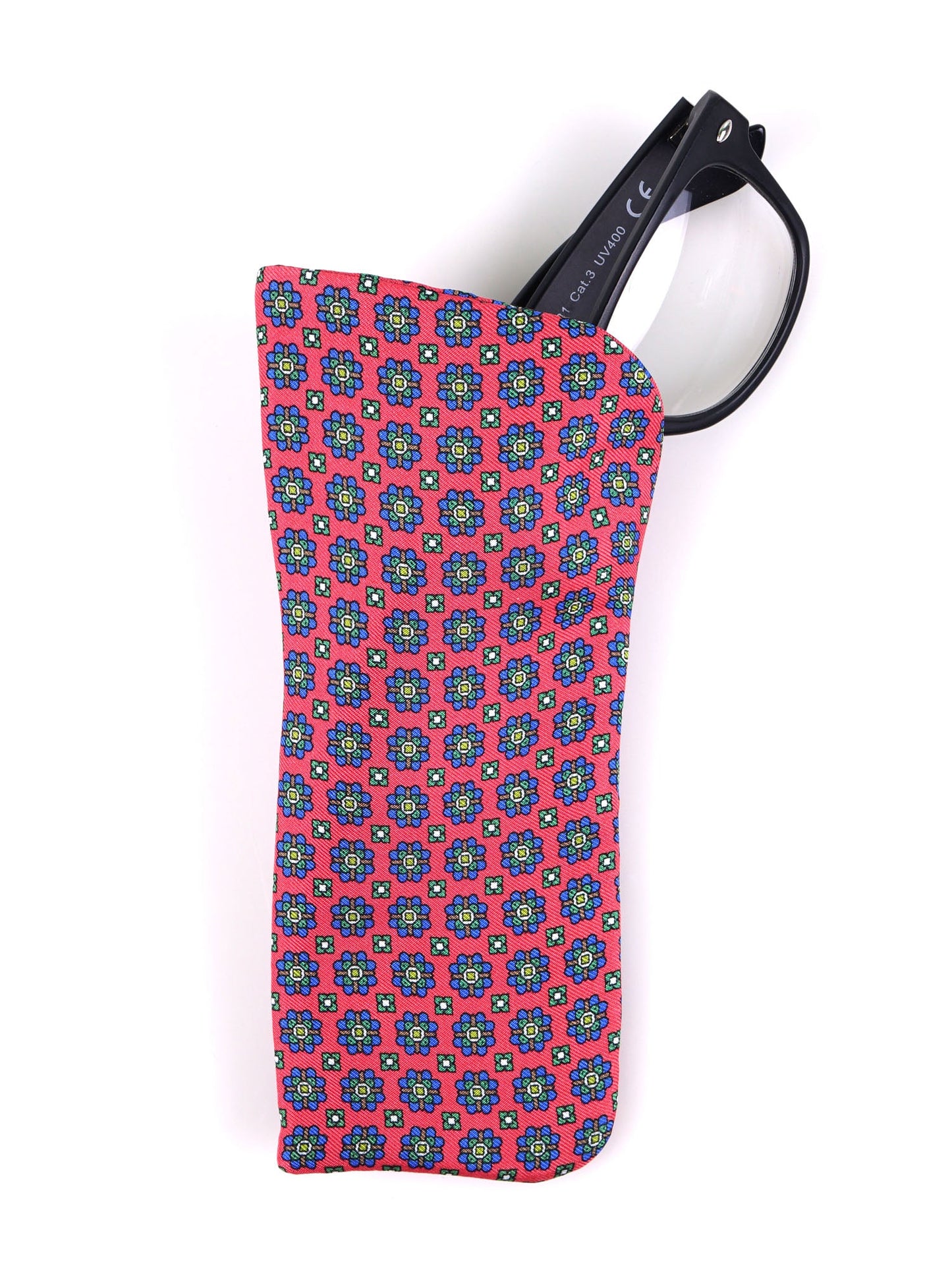 MICAEL Coral English Printed Silk Glasses Case