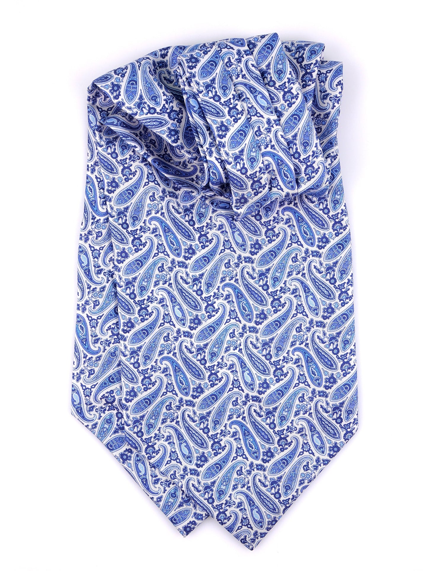 White double point ascot in printed silk MOANA