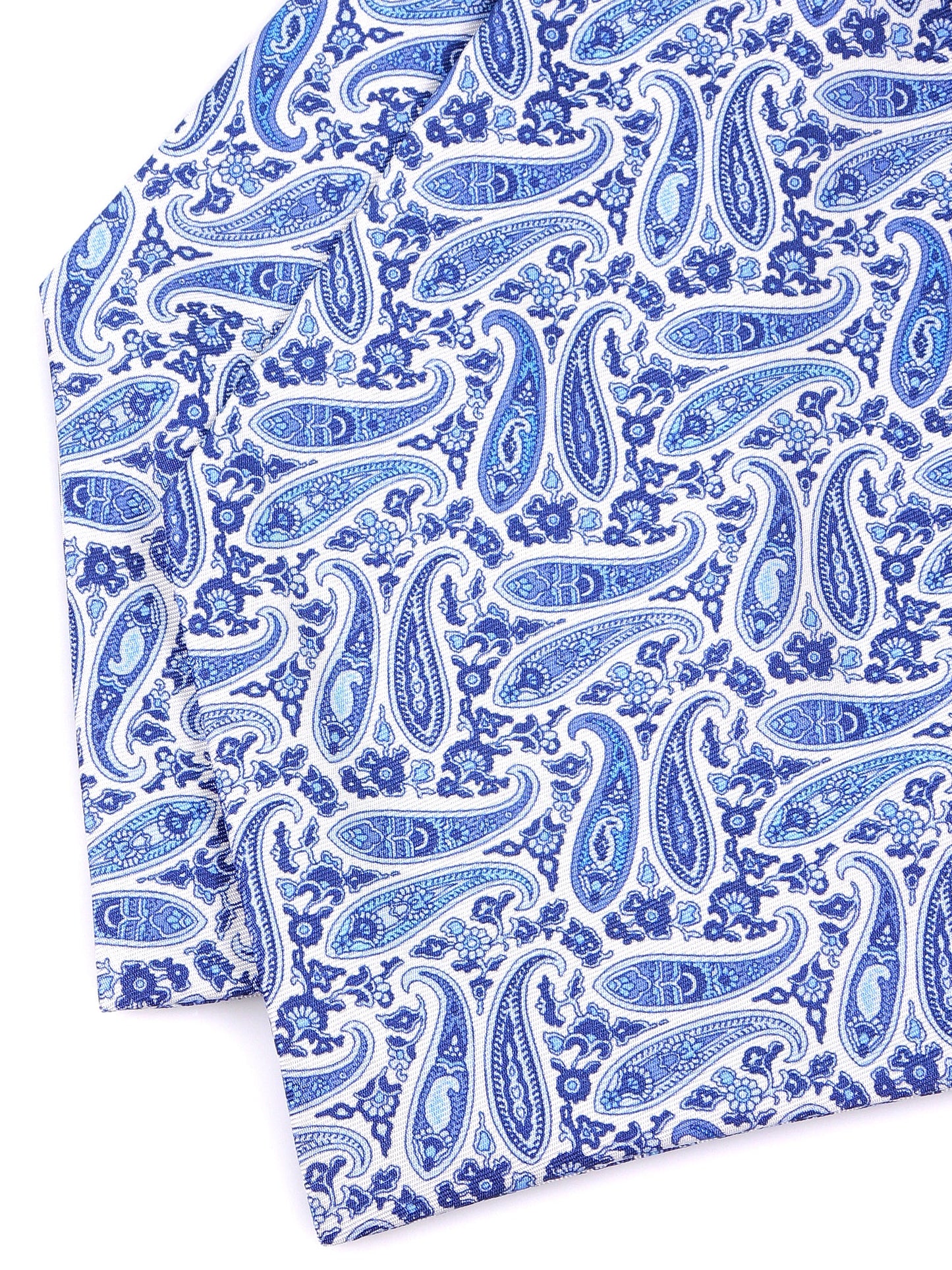 White double point ascot in printed silk MOANA