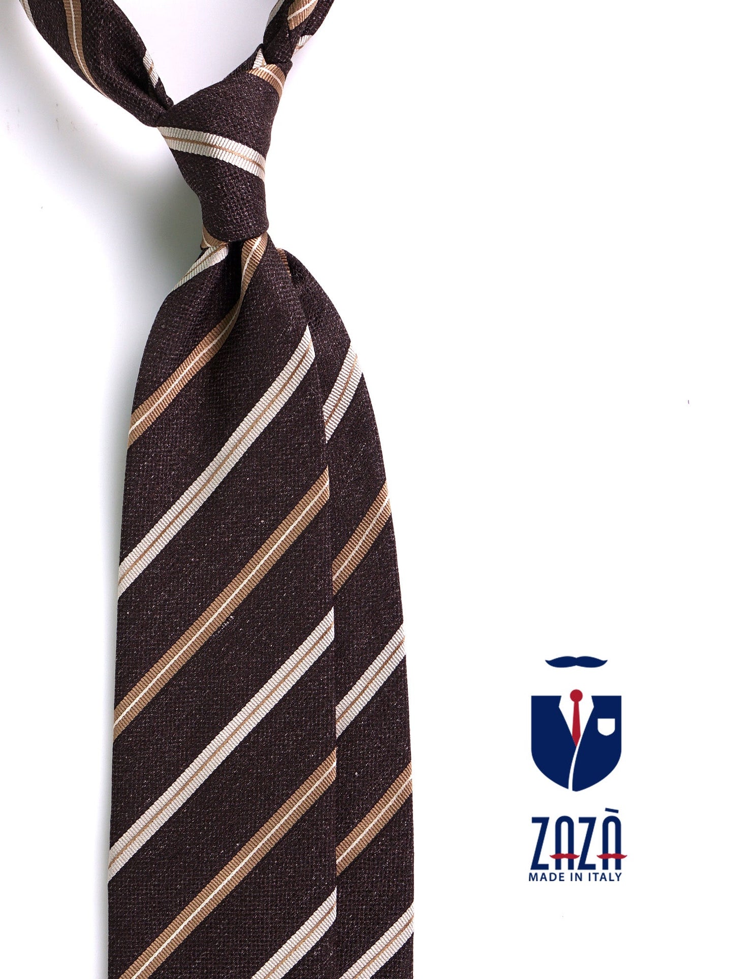 MOGANO brown 3-fold silk\cotton tie