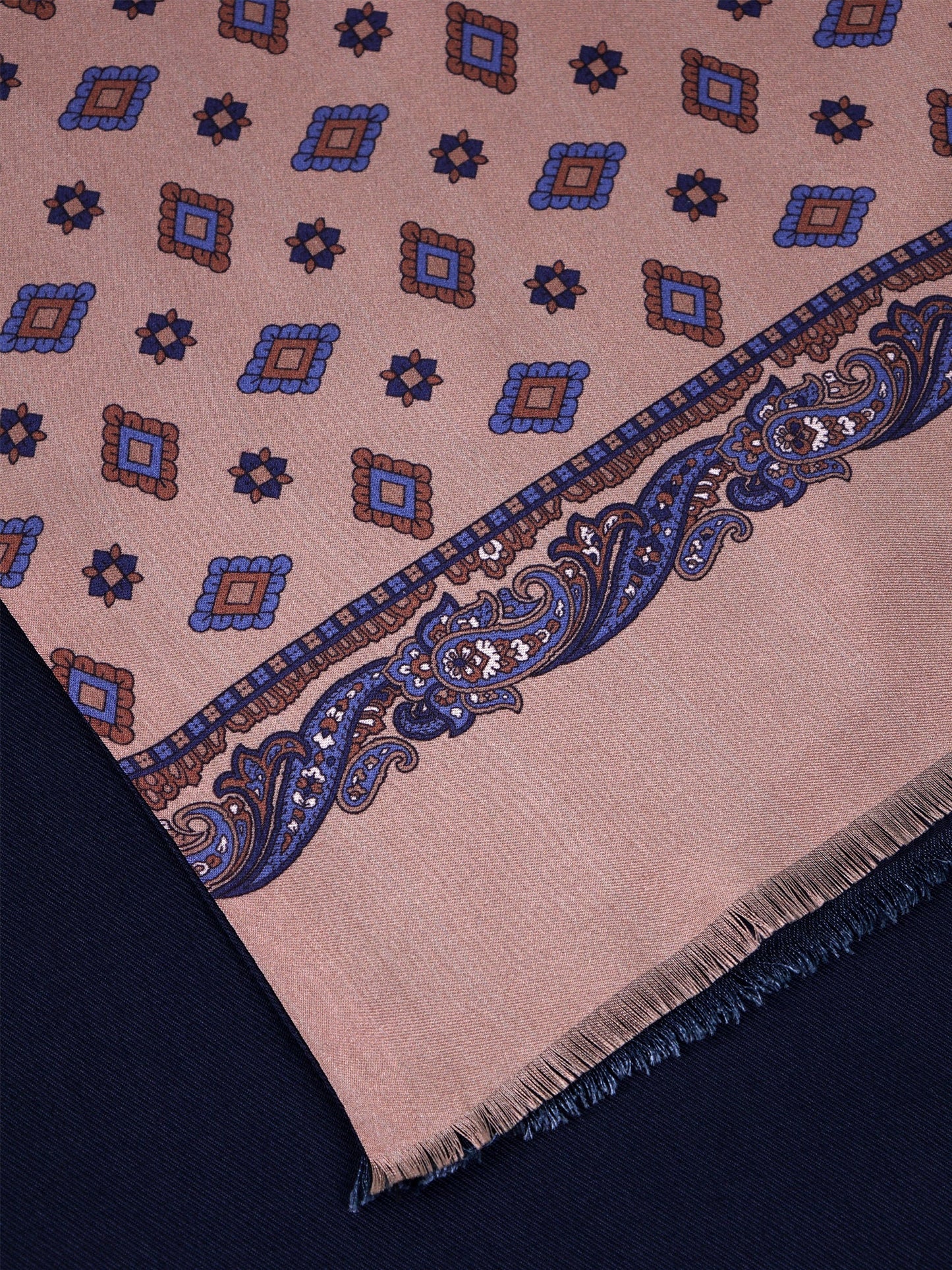 Double-faced printed silk\wool scarf MOLINO beige
