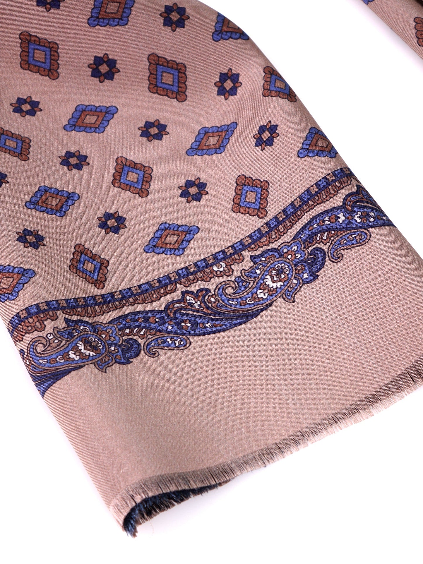 Double-faced printed silk\wool scarf MOLINO beige