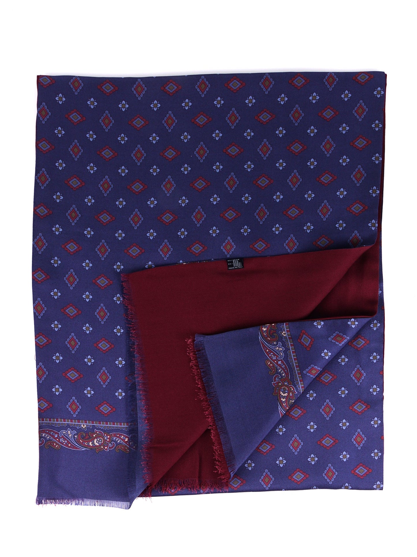 Double-sided printed silk\wool scarf MOLINO blue
