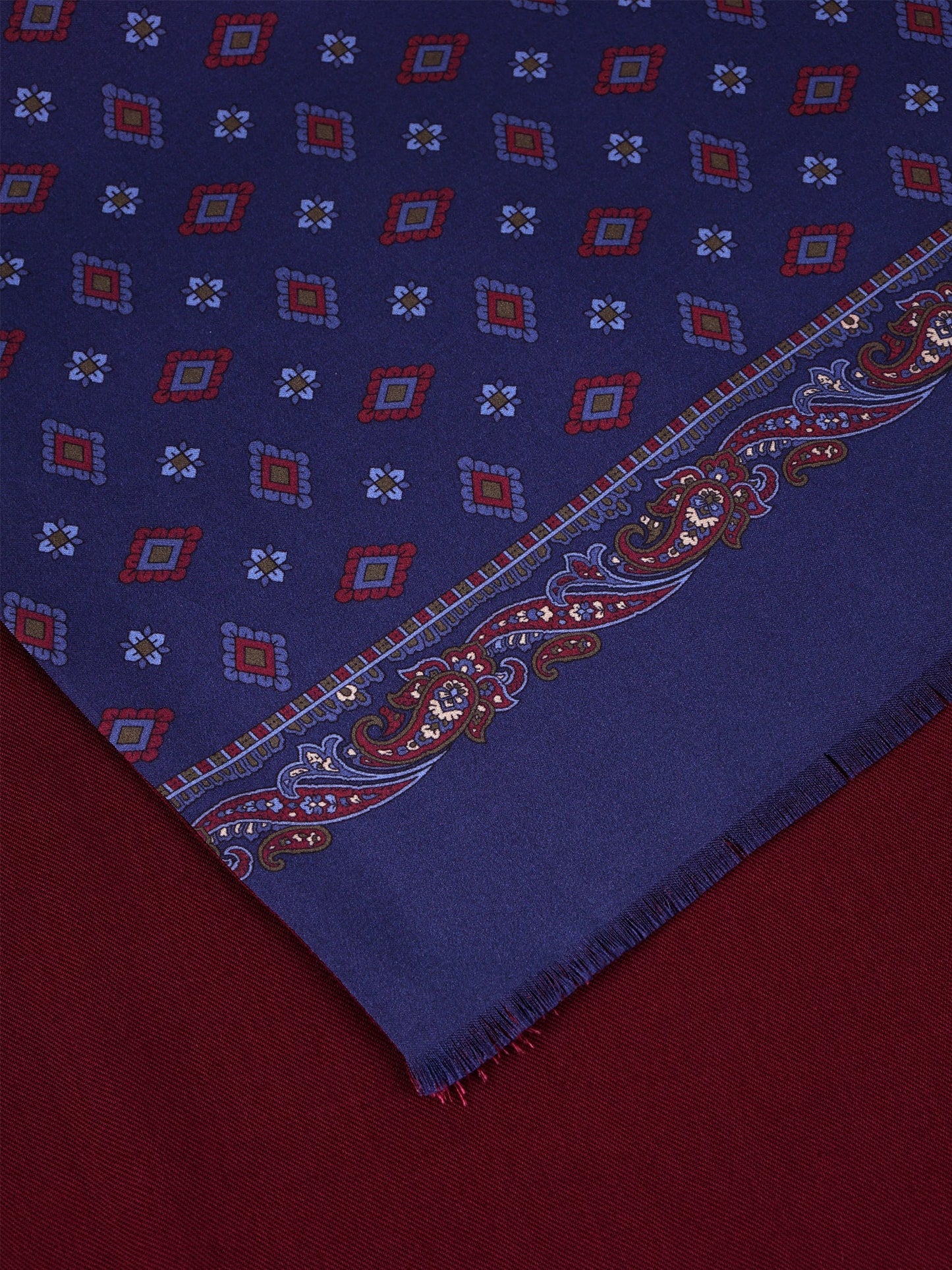 Double-sided printed silk\wool scarf MOLINO blue
