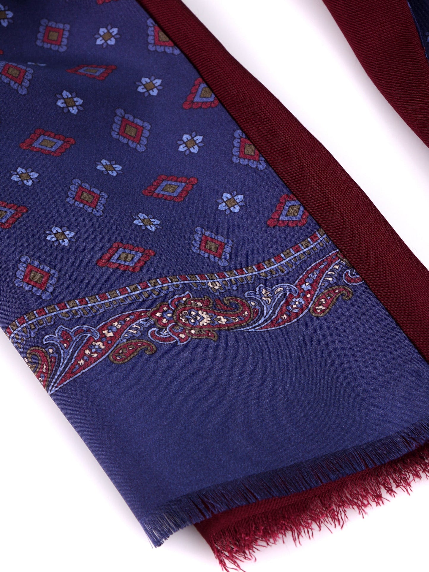Double-sided printed silk\wool scarf MOLINO blue
