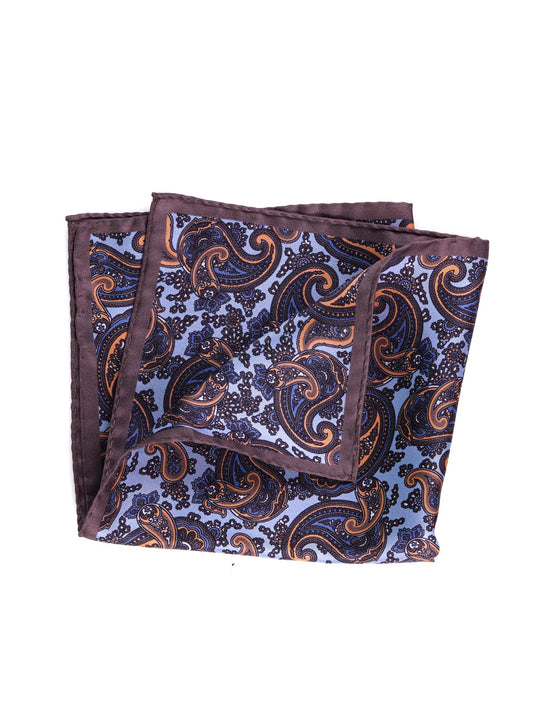 Light blue printed silk pocket square MONE'